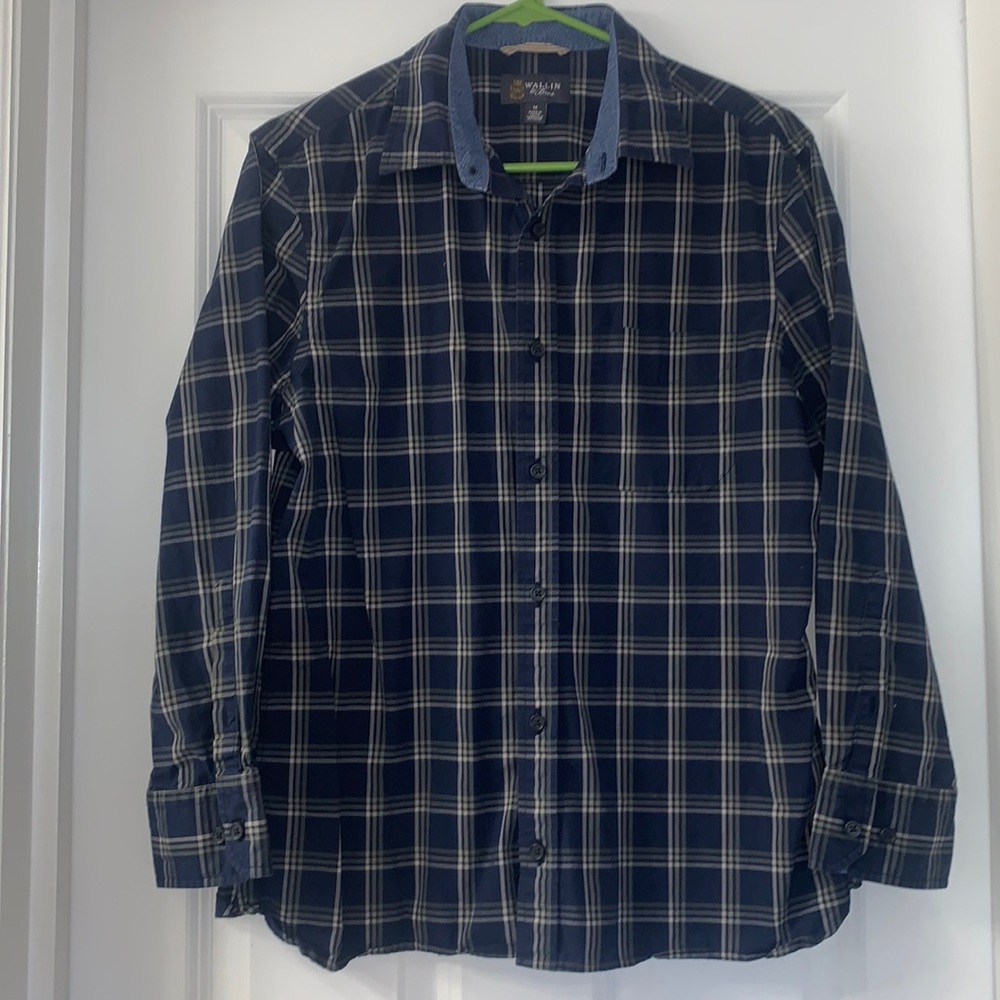Men’s Wallin & Bros Dress Shirt Size Medium Blue Checkered